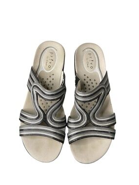 Clarks Women's Silver and Black Slip-On Sandals